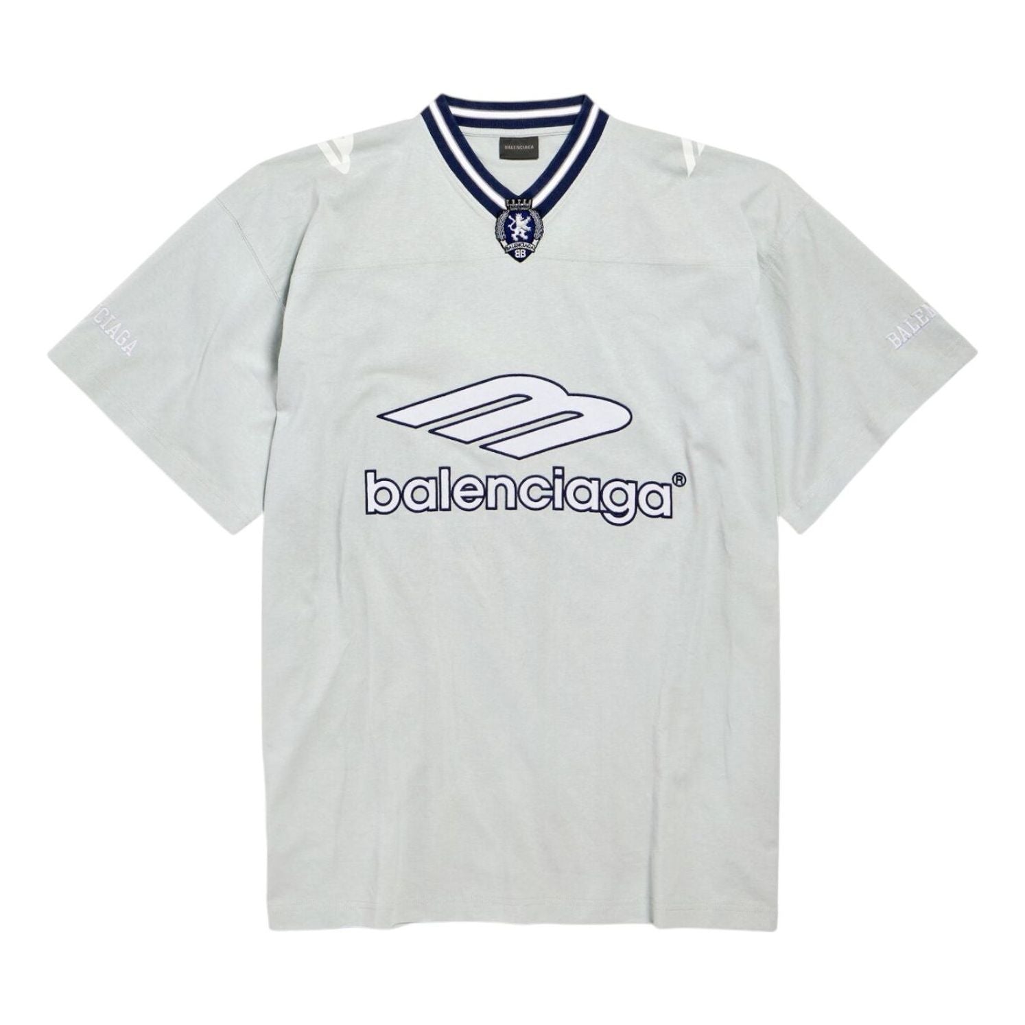 Balenciaga 3B Football V-neck T-shirt Oversized 'New Grey' 857086TTVQ61461