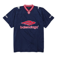 Balenciaga 3B Football V-neck T-shirt Oversized 'Dark Navy Red' 857086TTVQ64030