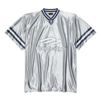 Balenciaga 3B Football V-neck Shiny Jersey Oversized 'Grey White' 857113TTVQ71461