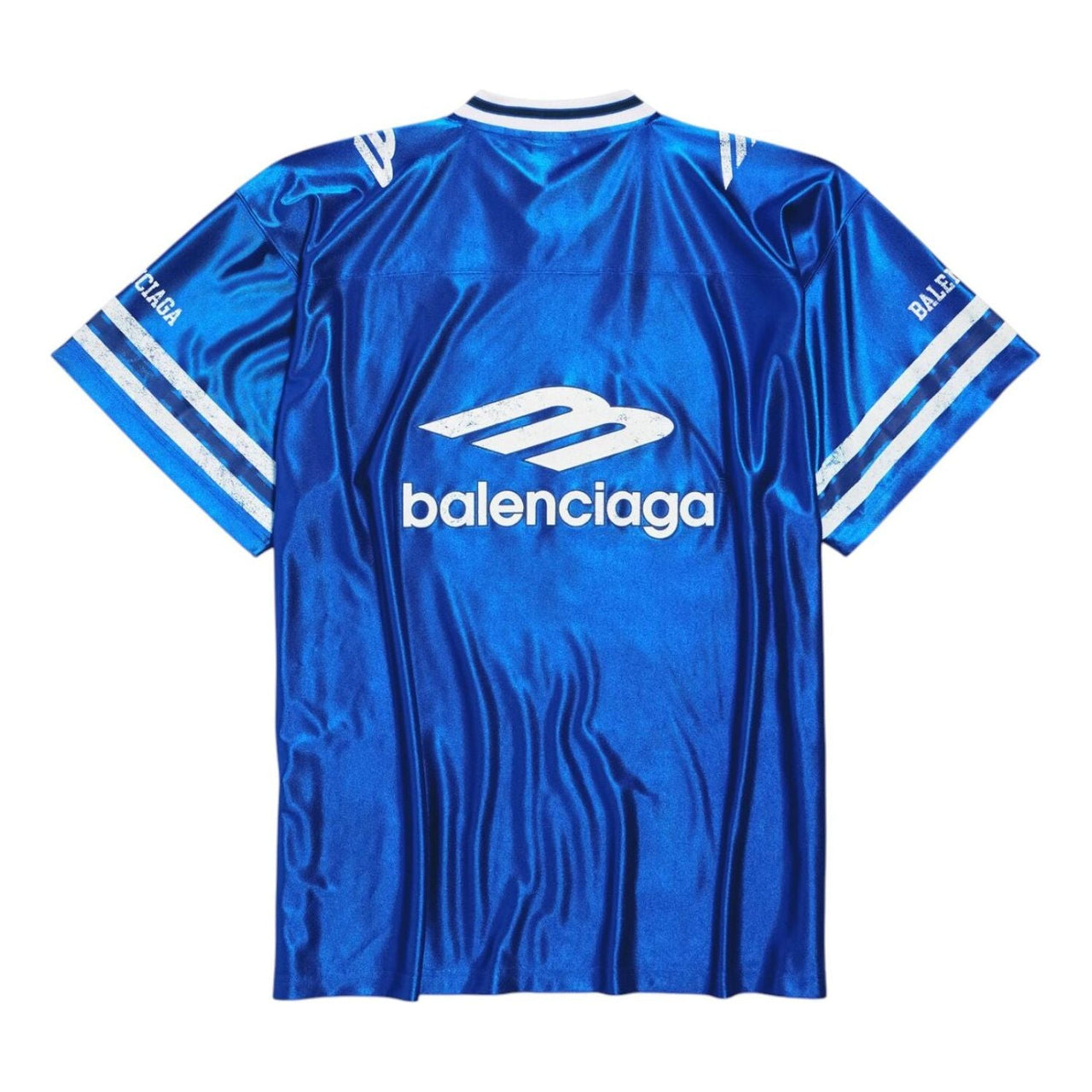 Balenciaga 3B Football V-neck Shiny Jersey Oversized 'Royal Blue White' 857113TTVQ74701