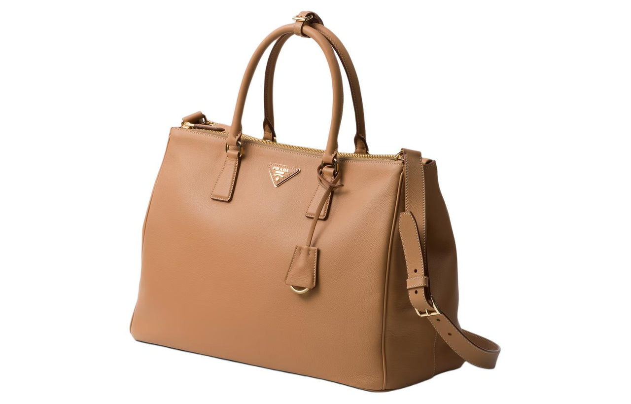 PRADA Leather Shoulder Bag Crossbody Bag Handbag Extra Large Women's Brown