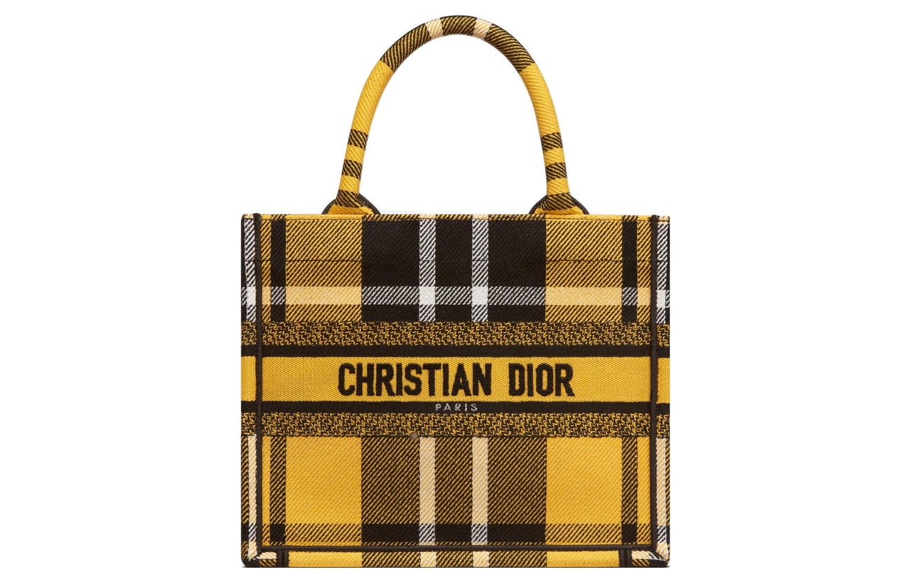 DIOR BookTote Embroidery Tote Bag, Shopping Bag, Shoulder Bag, Handbag Trumpets Women's Black/Yellow
