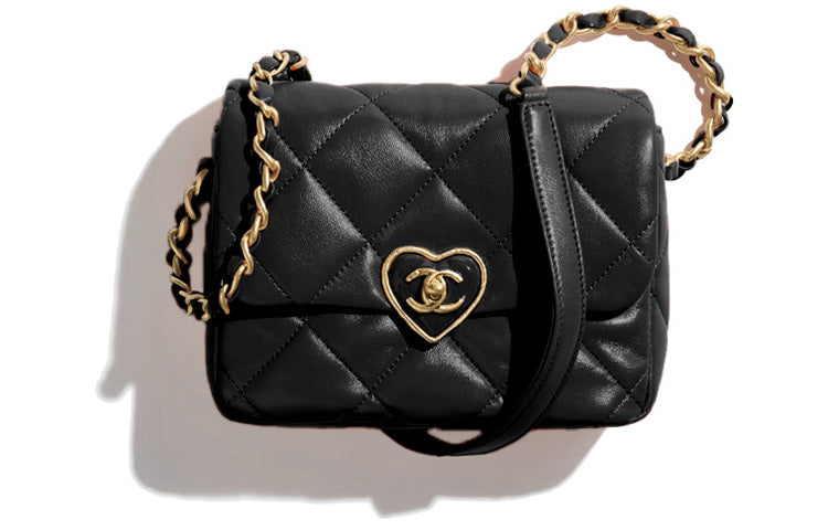 CHANEL Lambskin Flap Bag With Zip Closure Shoulder Bag Crossbody Bag Mini Women's Black