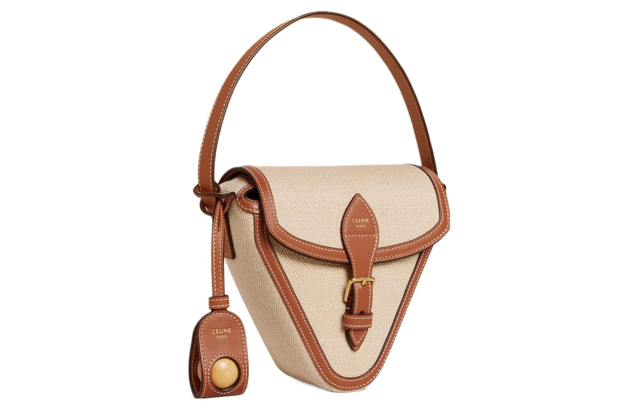 CELINE Canvas With Leather Canvas Bag Handbags Women's Natural & Brown Umber