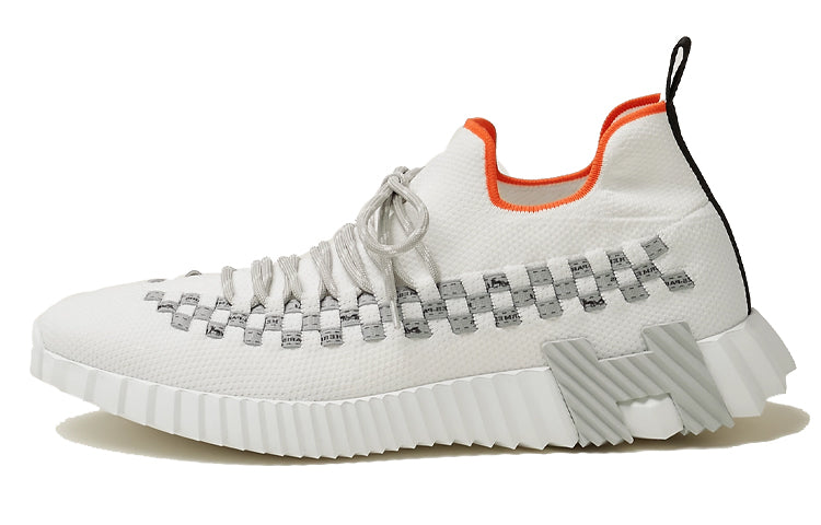 HERMES Fle Anti Slip Wear Resistant Low Top Sports Casual Shoes Men's White Gray