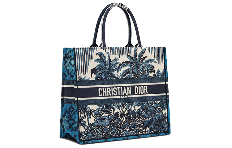 DIOR BookTote Embroidery Tote Bag, Shopping Bag, Handbag Regular Women's Blue
