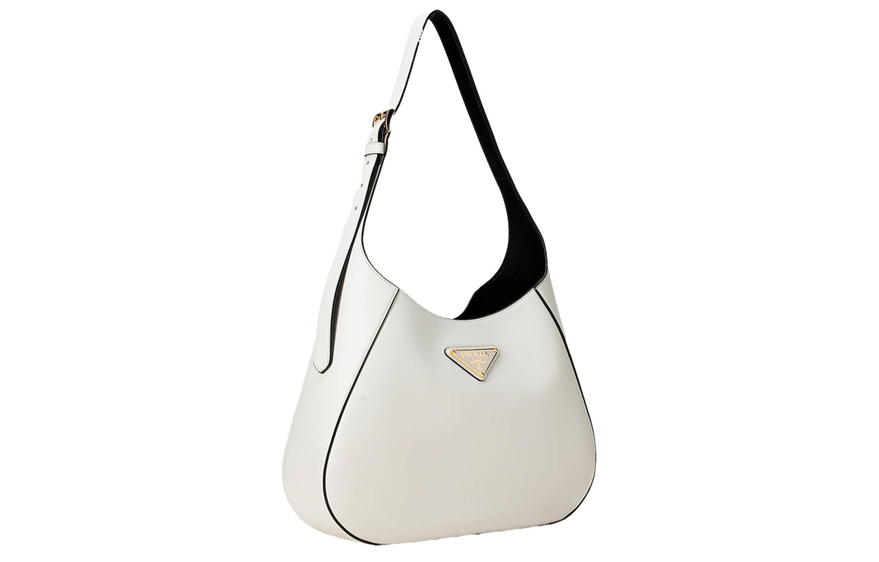 PRADA Calfskin Portable Crossbody Bag, Shoulder Bag Women's White