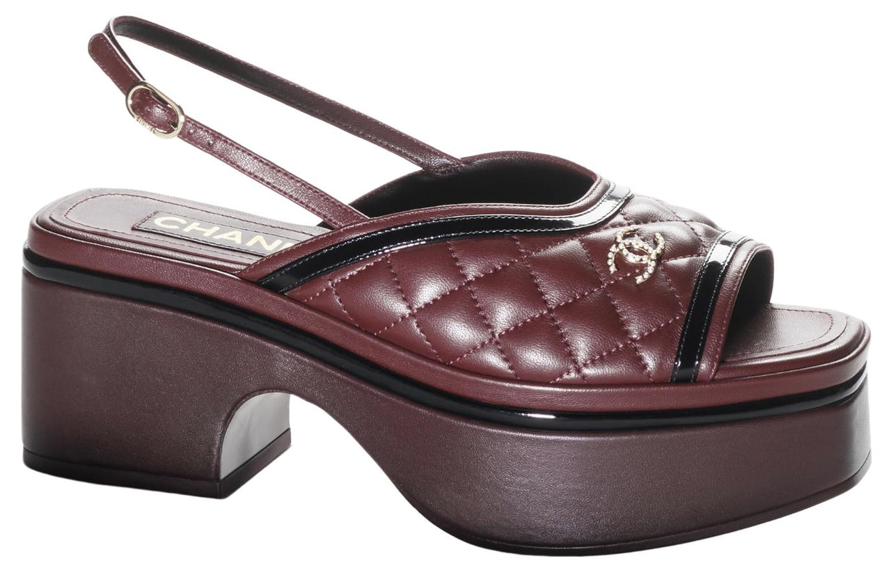 CHANEL One-Strap Sandals 6cm Women's Burgundy