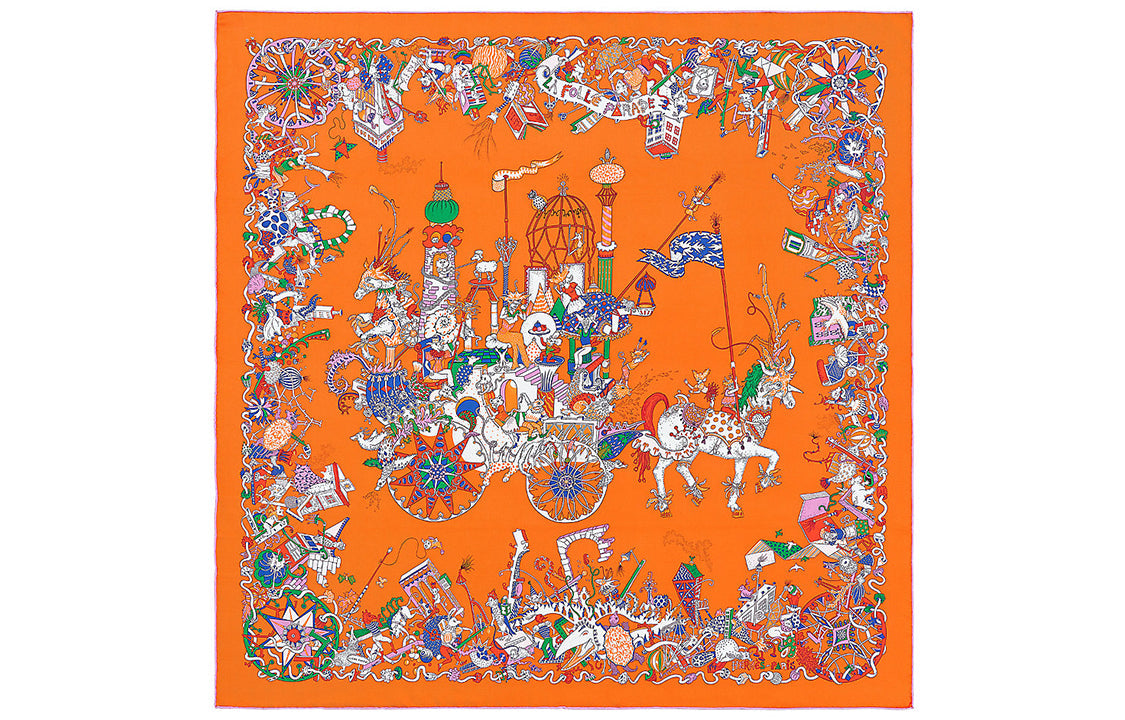 HERMES Silk Scarves Women's Orange