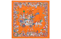 HERMES Silk Scarves Women's Orange