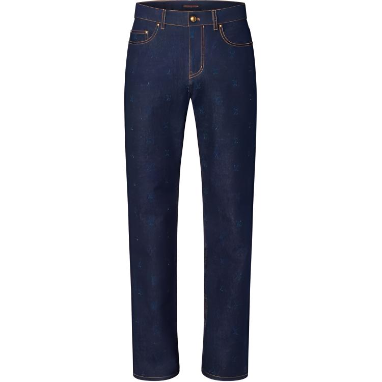 LOUIS VUITTON Lv Blason Embroidered Denim Pants