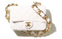 CHANEL Sheepskin Mouth Cover Bag Crossbody Bag Small Size Women's White
