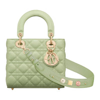 DIOR Lady Dior Sheepskin Tote Bag Shopping Bag Shoulder Bag Crossbody Bag Handbag Small Size Women's Light Green