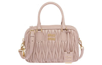 MIU MIU Matelassé Soft Sheep Leather Shoulder Bag Crossbody Bag Handbag Women's Pink