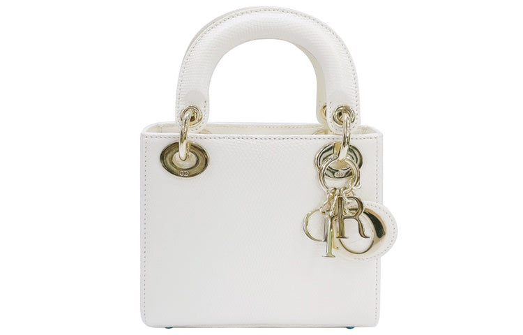 DIOR Lizard Skin Dior Bag Handbag Shoulder Bag Crossbody Bag Mini Women's Milk White