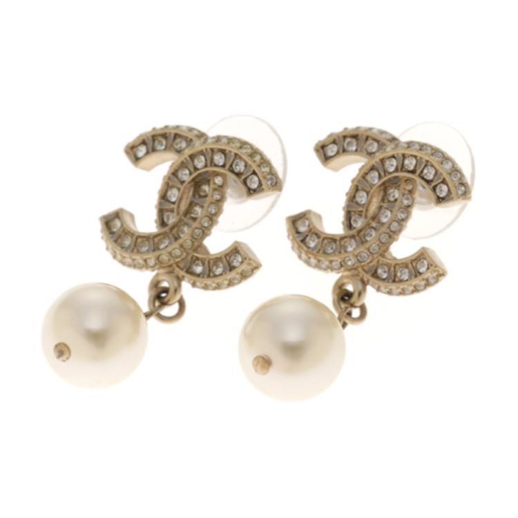 CHANEL Metal Stud Earrings Women's