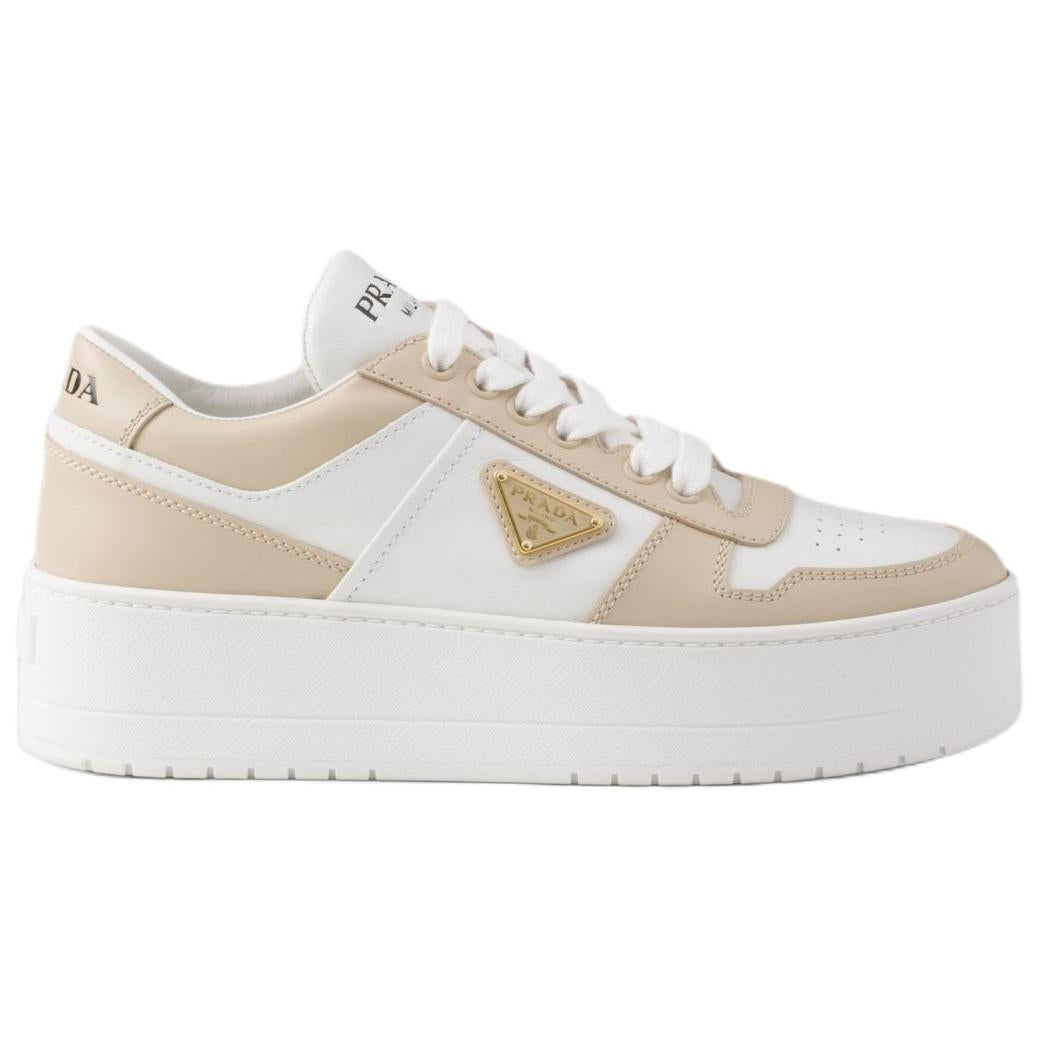 PRADA Downtown Bold Low Top Skateboard Shoes 5cm Women's Ecru