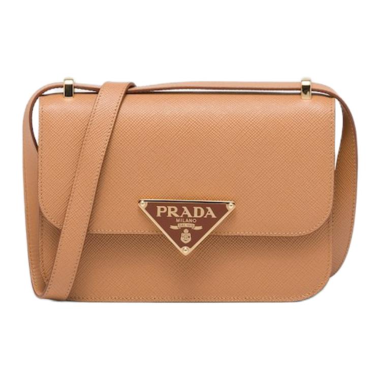PRADA Calfskin Shoulder Bag Women's Natural