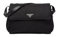 PRADA Cini Re Nylon Recycled Nylon With Leather Messenger Bag, Shoulder Bag, Crossbody Bag Women's Black