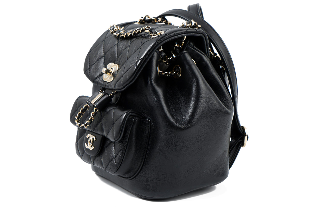 CHANEL Cow Leather Backpack Small Size Women's Black