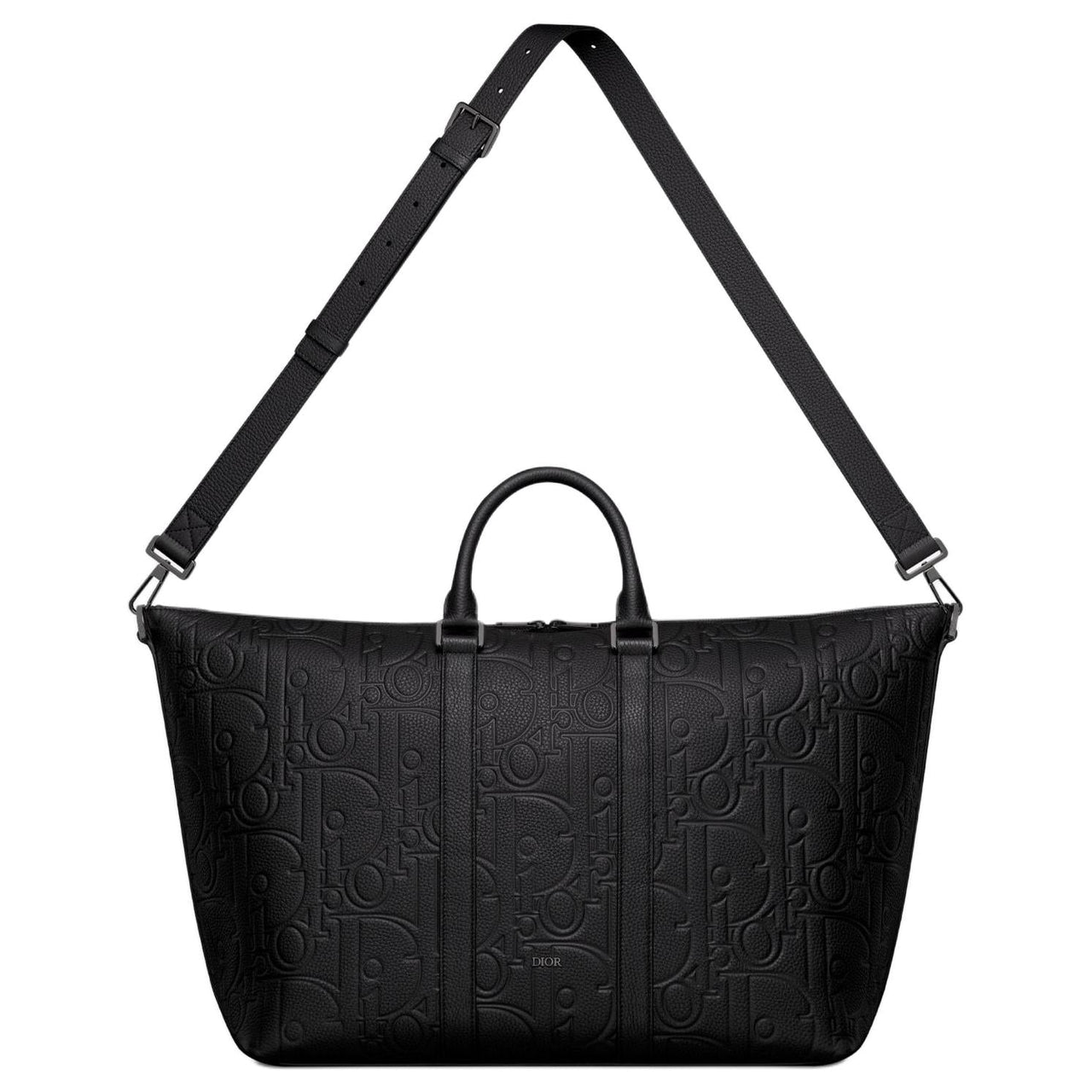DIOR Gravity Print Effect Grained Cow Leather One Shoulder Crossbody Portable Travel Bag Men's Black