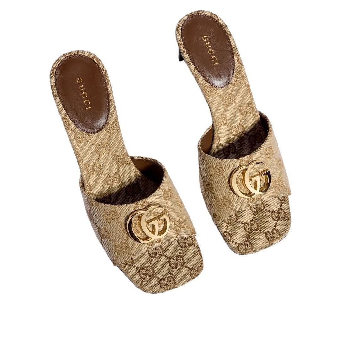 (WMNS) Gucci Slide Sandal with Double G 'Sand Dark Brown' 871481-FAFUW-9611