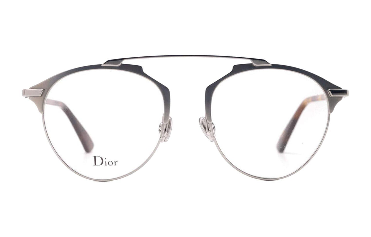 DIOR Metal Irregular Shape Eyeglass Frames Unisex Silver