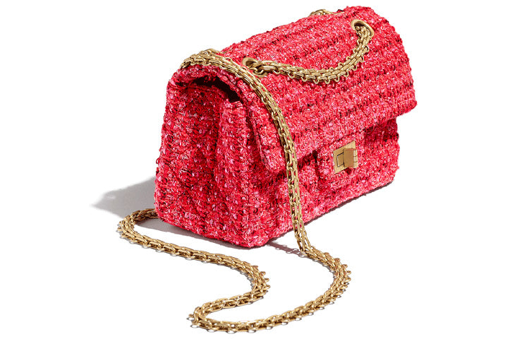 CHANEL 2.55 Cow Leather Crossbody Bag Shoulder Bag Women's Red