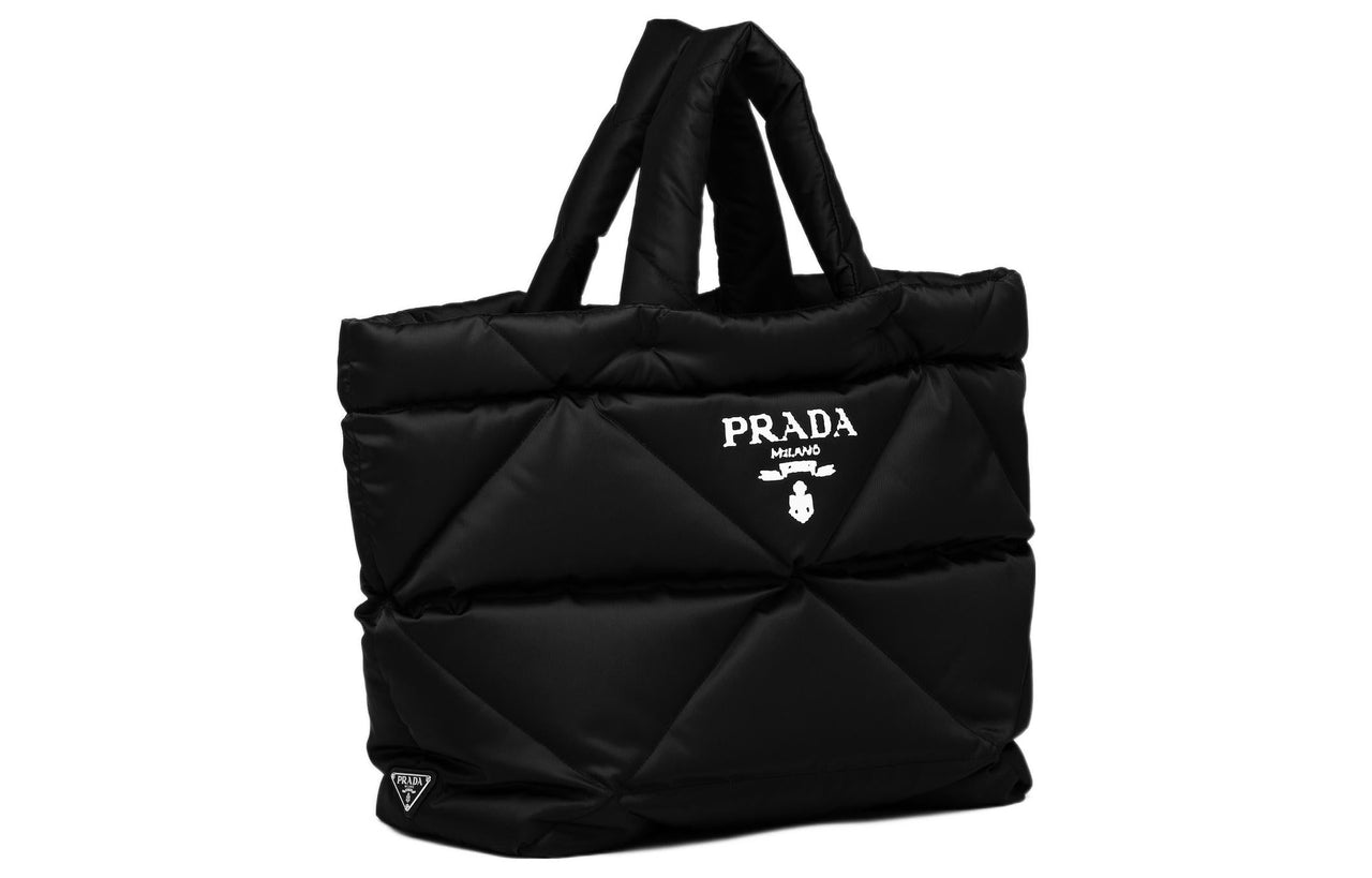 PRADA Fabric Recycled Nylon Blend Tote Bag Shopping Bag Shoulder Bag Handbag Women's Black