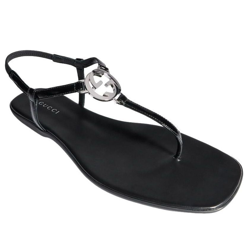 (WMNS) Gucci Thong Sandal with Interlocking G 'Black' 874699-BKO40-1000