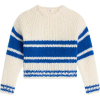 CELINE Striped Crew Neck Sweater In Chunky Mohair And Wool