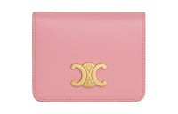 CELINE Triomphe Arc De Triomphe Cow Leather Wallet Women's Rose
