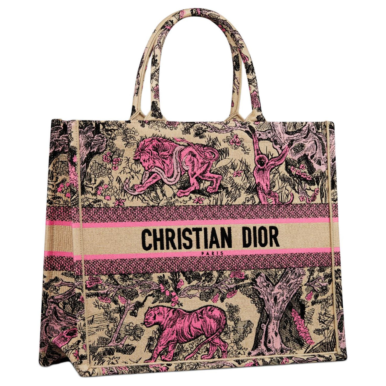 DIOR DIORIVIERA Embroidery Tote Bag, Shopping Bag, Handbag Tubas Women's Beige & Pink