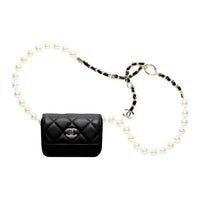 CHANEL Sheepskin Fanny Pack Women's Black