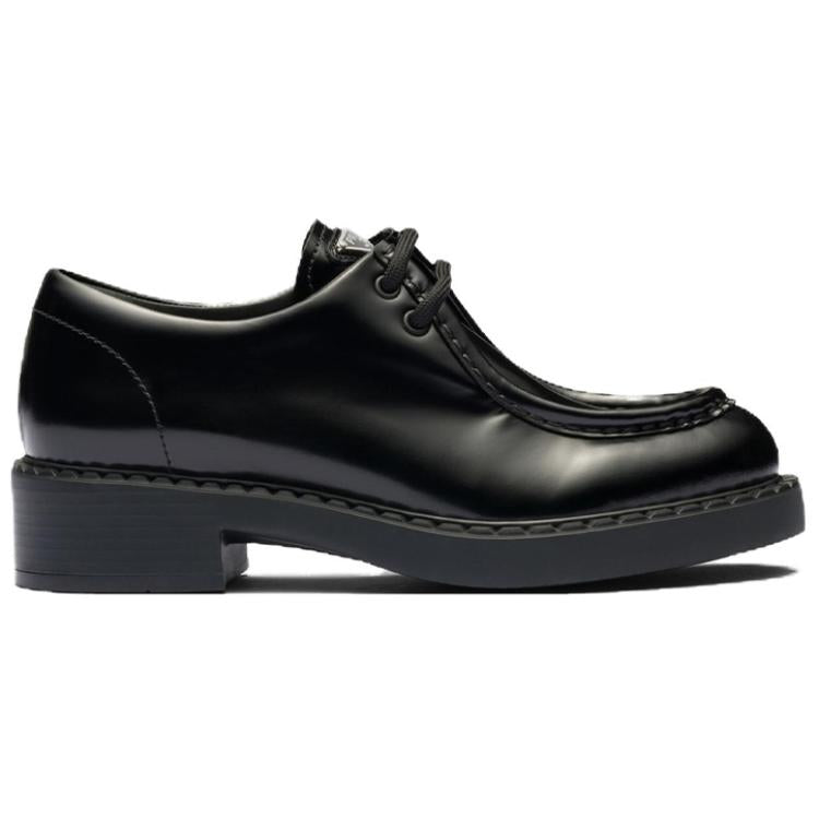 PRADA Women's Brushed Leather Lace-Up 'Black'