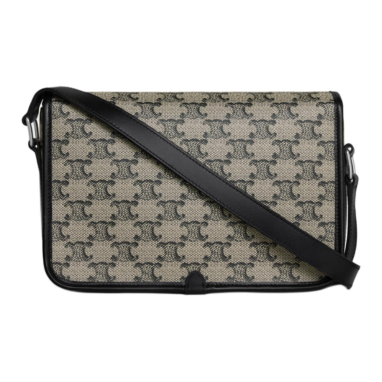 CELINE Canvas With Calfskin Shoulder Bag Small Size Unisex Light Umber