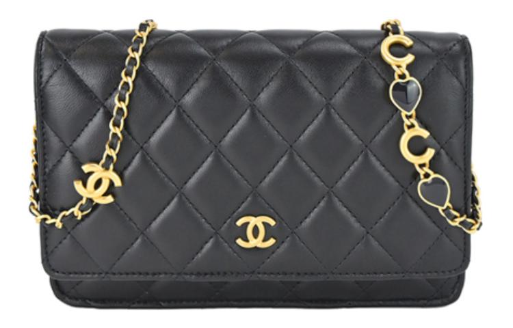 CHANEL 22K Fall And Winter WOC Lambskin Chain Bag, Shoulder Bag, Crossbody Bag Women's Black