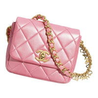CHANEL Lambskin Mouth Cover Bag Crossbody Bag Mini Women's Coral Pink