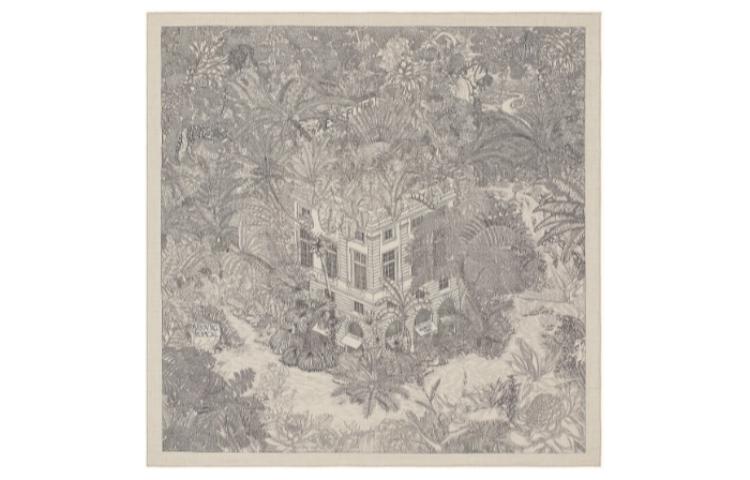 HERMES Silk Scarves Women's Natural/Gray