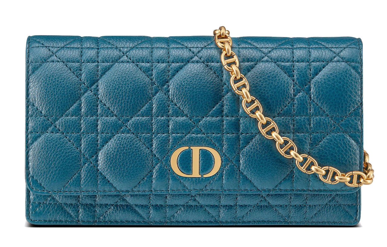 DIOR Caro Calfskin Handheld Shoulder Bag Crossbody Bag Women's Steel Blue