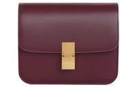 CELINE Classic Bo Polished Cow Leather Block Bag Handbag Crossbody Bag Shoulder Bag Women's Candy Color Burgundy