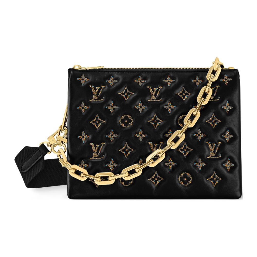 LOUIS VUITTON Coussin Lambskin Crossbody Bag Shoulder Bag Women's Black Gold