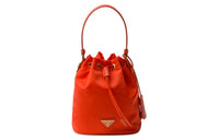 PRADA Fabric With Leather Bucket Bags Shoulder Bag Crossbody Bag Handbag Mini Women's Orange