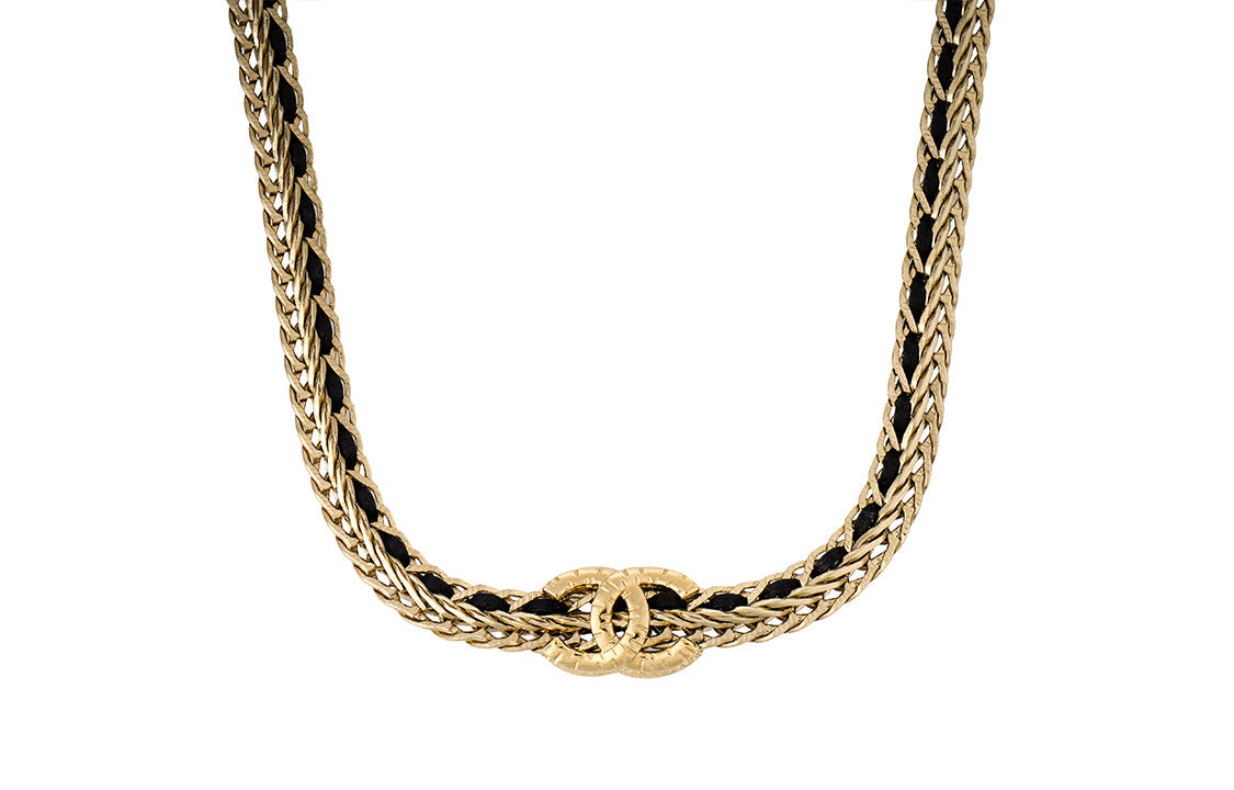 CHANEL Lambskin Necklaces Women's Black/Gold