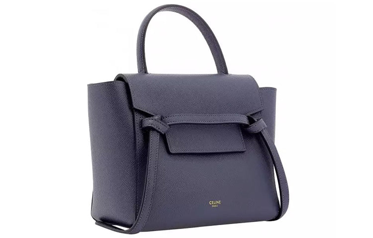 CELINE Grained Calfskin Handbag, Shoulder Bag, Crossbody Bag, Handbag Women's Blue Purple