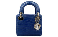 DIOR Lady Dior Crocodile Leather Daisie Bag Shoulder Bag Crossbody Bag Handbag Small Size Women's Blue