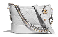 CHANEL Gabrielle Calfskin Hobo Bag Handbag Shoulder Bag Crossbody Bag Small Size Women's Light Gray