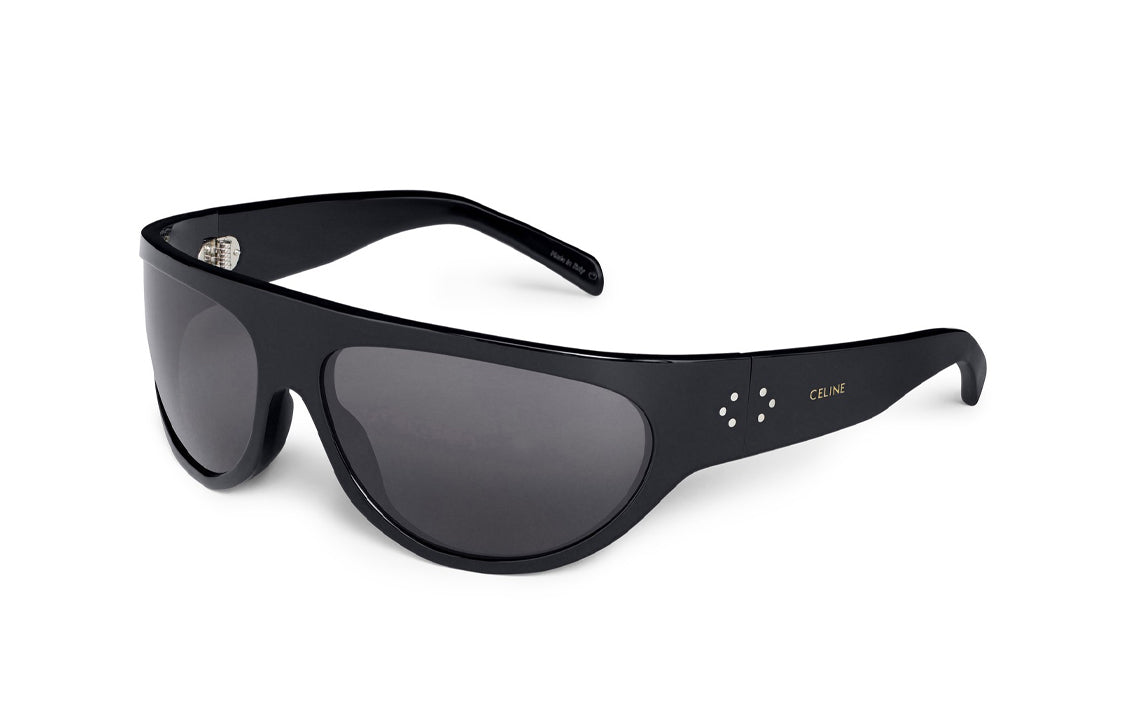 CELINE Acetate Irregular Shape Sunglasses Men's Black