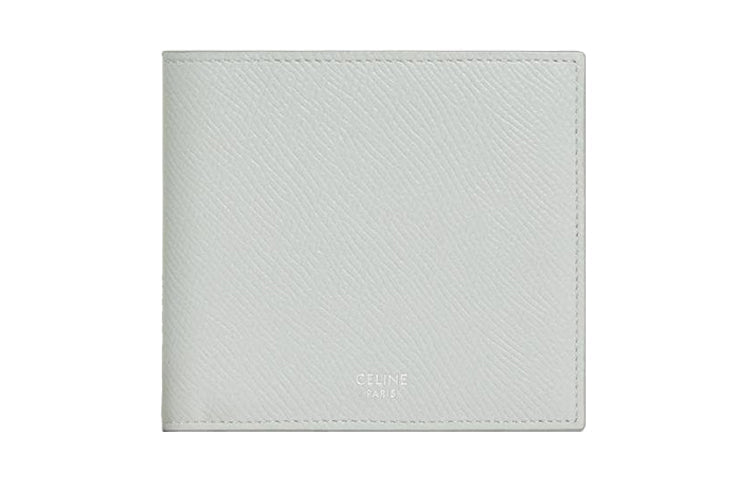 CELINE Grained Calfskin Card Clip Wallet Card Holder Men's Gray White