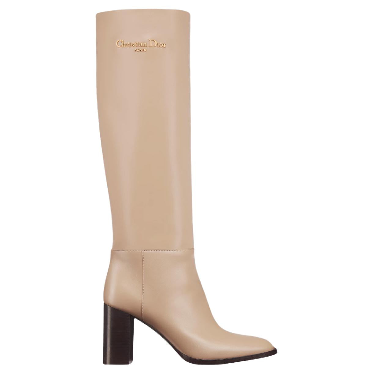 DIOR D-Town Knee-high Boots 8cm Women's Light Brown